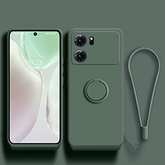 Funda Silicona Carcasa Ultrafina Goma con Magnetico Anillo de dedo Soporte S01 para Oppo K10 5G Verde Noche