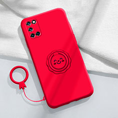 Funda Silicona Carcasa Ultrafina Goma con Magnetico Anillo de dedo Soporte S01 para Oppo Reno6 Pro 5G Rojo