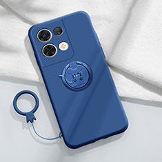 Funda Silicona Carcasa Ultrafina Goma con Magnetico Anillo de dedo Soporte S01 para Oppo Reno8 5G Azul