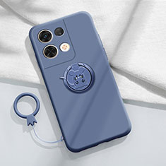 Funda Silicona Carcasa Ultrafina Goma con Magnetico Anillo de dedo Soporte S01 para Oppo Reno8 5G Gris Lavanda