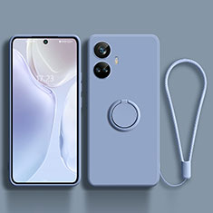 Funda Silicona Carcasa Ultrafina Goma con Magnetico Anillo de dedo Soporte S01 para Realme 10 Pro+ Plus 5G Gris Lavanda