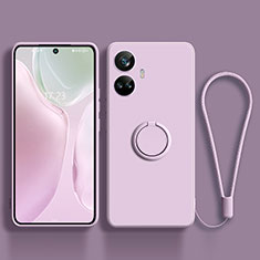 Funda Silicona Carcasa Ultrafina Goma con Magnetico Anillo de dedo Soporte S01 para Realme 10 Pro+ Plus 5G Purpura Claro