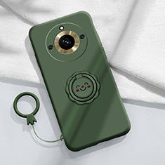 Funda Silicona Carcasa Ultrafina Goma con Magnetico Anillo de dedo Soporte S01 para Realme 11 Pro 5G Verde Noche