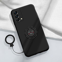 Funda Silicona Carcasa Ultrafina Goma con Magnetico Anillo de dedo Soporte S01 para Realme GT Master 5G Negro