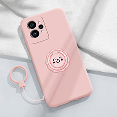 Funda Silicona Carcasa Ultrafina Goma con Magnetico Anillo de dedo Soporte S01 para Realme GT Neo 3T 5G Rosa