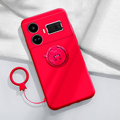 Funda Silicona Carcasa Ultrafina Goma con Magnetico Anillo de dedo Soporte S01 para Realme GT Neo5 240W 5G Rojo