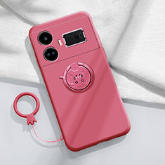 Funda Silicona Carcasa Ultrafina Goma con Magnetico Anillo de dedo Soporte S01 para Realme GT Neo5 240W 5G Rosa Roja