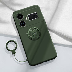 Funda Silicona Carcasa Ultrafina Goma con Magnetico Anillo de dedo Soporte S01 para Realme GT Neo5 240W 5G Verde Noche