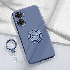 Funda Silicona Carcasa Ultrafina Goma con Magnetico Anillo de dedo Soporte S01 para Realme Q5x 5G Gris Lavanda