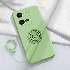 Funda Silicona Carcasa Ultrafina Goma con Magnetico Anillo de dedo Soporte S01 para Vivo iQOO 10 Pro 5G Verde