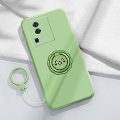 Funda Silicona Carcasa Ultrafina Goma con Magnetico Anillo de dedo Soporte S01 para Vivo iQOO Neo7 SE Verde