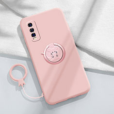 Funda Silicona Carcasa Ultrafina Goma con Magnetico Anillo de dedo Soporte S01 para Vivo iQOO U1 Rosa