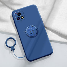 Funda Silicona Carcasa Ultrafina Goma con Magnetico Anillo de dedo Soporte S01 para Vivo iQOO U3x 5G Azul