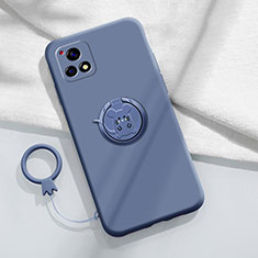 Funda Silicona Carcasa Ultrafina Goma con Magnetico Anillo de dedo Soporte S01 para Vivo iQOO U3x 5G Gris Lavanda