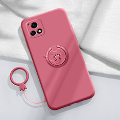 Funda Silicona Carcasa Ultrafina Goma con Magnetico Anillo de dedo Soporte S01 para Vivo iQOO U3x 5G Rosa