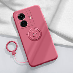 Funda Silicona Carcasa Ultrafina Goma con Magnetico Anillo de dedo Soporte S01 para Vivo iQOO Z6 Pro 5G Rojo