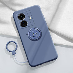 Funda Silicona Carcasa Ultrafina Goma con Magnetico Anillo de dedo Soporte S01 para Vivo T1 Pro 5G Gris Lavanda