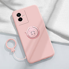 Funda Silicona Carcasa Ultrafina Goma con Magnetico Anillo de dedo Soporte S01 para Vivo T2x 5G Rosa