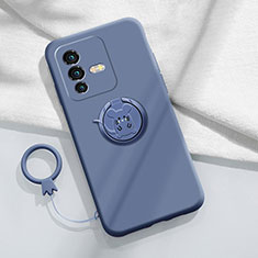 Funda Silicona Carcasa Ultrafina Goma con Magnetico Anillo de dedo Soporte S01 para Vivo V23 Pro 5G Gris Lavanda