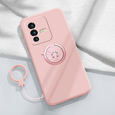 Funda Silicona Carcasa Ultrafina Goma con Magnetico Anillo de dedo Soporte S01 para Vivo V23 Pro 5G Rosa