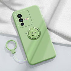 Funda Silicona Carcasa Ultrafina Goma con Magnetico Anillo de dedo Soporte S01 para Vivo V23 Pro 5G Verde