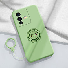 Funda Silicona Carcasa Ultrafina Goma con Magnetico Anillo de dedo Soporte S01 para Vivo V25 Pro 5G Verde