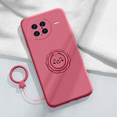 Funda Silicona Carcasa Ultrafina Goma con Magnetico Anillo de dedo Soporte S01 para Vivo X Note Rosa Roja