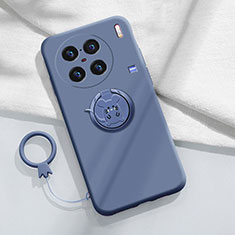 Funda Silicona Carcasa Ultrafina Goma con Magnetico Anillo de dedo Soporte S01 para Vivo X90 Pro+ Plus 5G Gris Lavanda