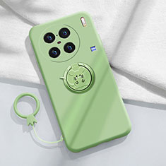 Funda Silicona Carcasa Ultrafina Goma con Magnetico Anillo de dedo Soporte S01 para Vivo X90 Pro+ Plus 5G Verde