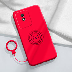 Funda Silicona Carcasa Ultrafina Goma con Magnetico Anillo de dedo Soporte S01 para Vivo Y02 Rojo