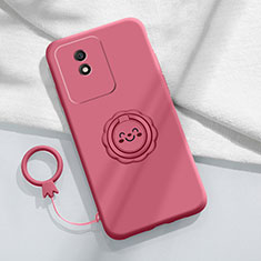 Funda Silicona Carcasa Ultrafina Goma con Magnetico Anillo de dedo Soporte S01 para Vivo Y02 Rosa Roja