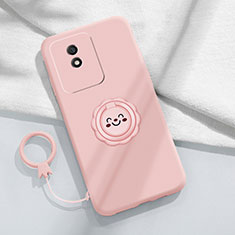 Funda Silicona Carcasa Ultrafina Goma con Magnetico Anillo de dedo Soporte S01 para Vivo Y02t Rosa