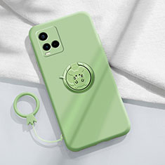 Funda Silicona Carcasa Ultrafina Goma con Magnetico Anillo de dedo Soporte S01 para Vivo Y21 Verde