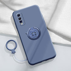 Funda Silicona Carcasa Ultrafina Goma con Magnetico Anillo de dedo Soporte S01 para Vivo Y51s 5G Gris Lavanda