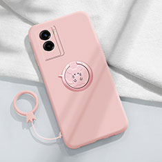 Funda Silicona Carcasa Ultrafina Goma con Magnetico Anillo de dedo Soporte S01 para Vivo Y55s (2021) Rosa