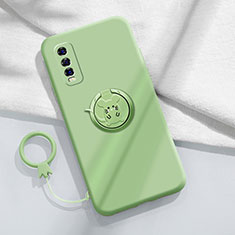 Funda Silicona Carcasa Ultrafina Goma con Magnetico Anillo de dedo Soporte S01 para Vivo Y70S 5G Verde