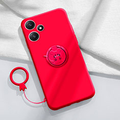 Funda Silicona Carcasa Ultrafina Goma con Magnetico Anillo de dedo Soporte S01 para Xiaomi Poco M6 Pro 5G Rojo