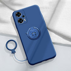 Funda Silicona Carcasa Ultrafina Goma con Magnetico Anillo de dedo Soporte S01 para Xiaomi Redmi Note 12 Turbo 5G Azul