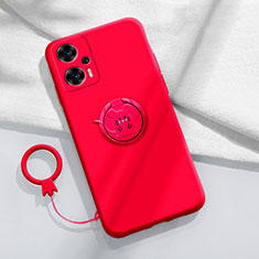 Funda Silicona Carcasa Ultrafina Goma con Magnetico Anillo de dedo Soporte S01 para Xiaomi Redmi Note 12 Turbo 5G Rojo