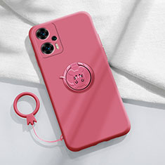 Funda Silicona Carcasa Ultrafina Goma con Magnetico Anillo de dedo Soporte S01 para Xiaomi Redmi Note 12 Turbo 5G Rosa Roja