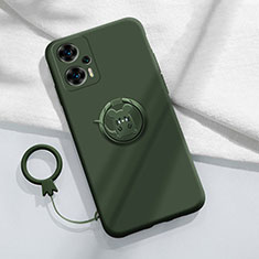 Funda Silicona Carcasa Ultrafina Goma con Magnetico Anillo de dedo Soporte S01 para Xiaomi Redmi Note 12 Turbo 5G Verde