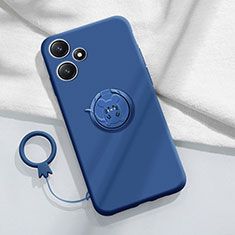 Funda Silicona Carcasa Ultrafina Goma con Magnetico Anillo de dedo Soporte S01 para Xiaomi Redmi Note 12R 5G Azul