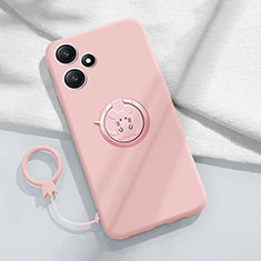 Funda Silicona Carcasa Ultrafina Goma con Magnetico Anillo de dedo Soporte S01 para Xiaomi Redmi Note 12R 5G Rosa