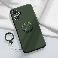 Funda Silicona Carcasa Ultrafina Goma con Magnetico Anillo de dedo Soporte S01 para Xiaomi Redmi Note 12R 5G Verde