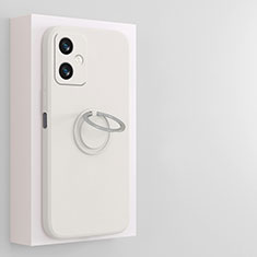 Funda Silicona Carcasa Ultrafina Goma con Magnetico Anillo de dedo Soporte S01 para Xiaomi Redmi Note 12R Pro 5G Blanco