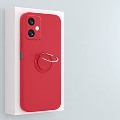 Funda Silicona Carcasa Ultrafina Goma con Magnetico Anillo de dedo Soporte S01 para Xiaomi Redmi Note 12R Pro 5G Rojo