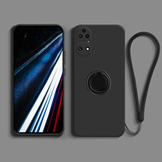 Funda Silicona Carcasa Ultrafina Goma con Magnetico Anillo de dedo Soporte S02 para Huawei P50 Pro Negro