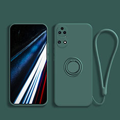 Funda Silicona Carcasa Ultrafina Goma con Magnetico Anillo de dedo Soporte S02 para Huawei P50 Verde Noche