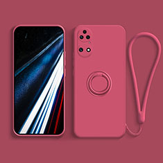 Funda Silicona Carcasa Ultrafina Goma con Magnetico Anillo de dedo Soporte S02 para Huawei P50e Rojo