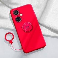 Funda Silicona Carcasa Ultrafina Goma con Magnetico Anillo de dedo Soporte S02 para OnePlus Nord N30 5G Rojo